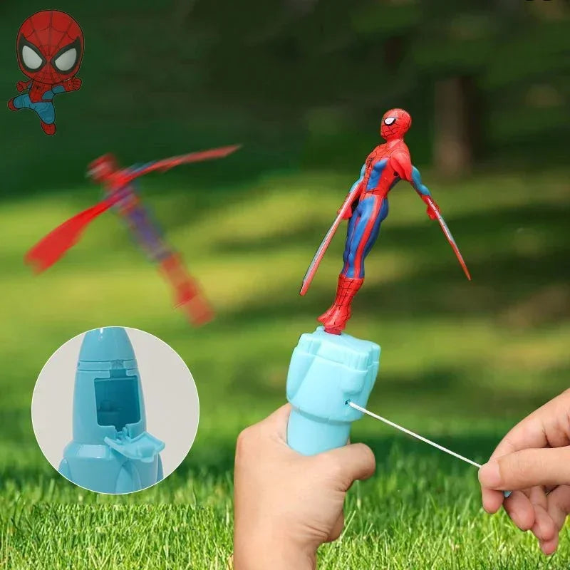 jouet / Jeux Figurine volante Spiderman Bamboo Dragonfly Jouet volant Iron Man Capitaine Ficelle Rotative Jouets volants Jouet d’extérieur pour garçons Enfants Cadeau