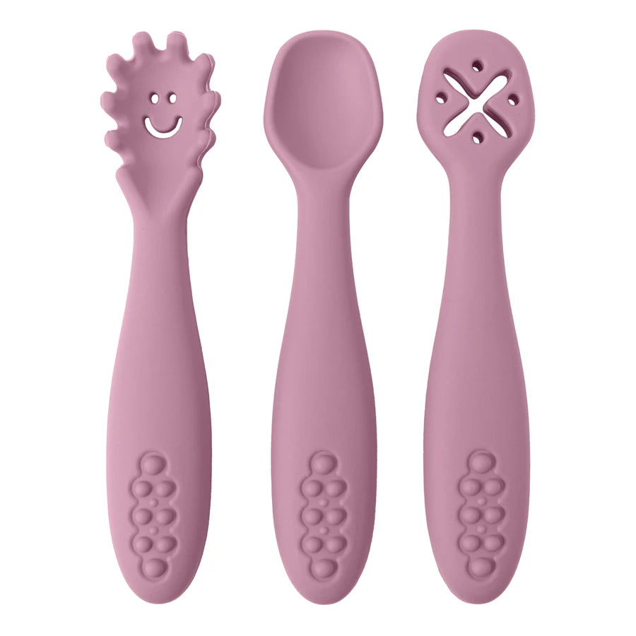 3PCS Mignon Bébé Apprentissage Cuillères Ustensiles Ensemble Nouveau-né Alimentation Cuillère Ensemble Tout-petit Cuillère Sevrage Couverts Enfants Tablewar