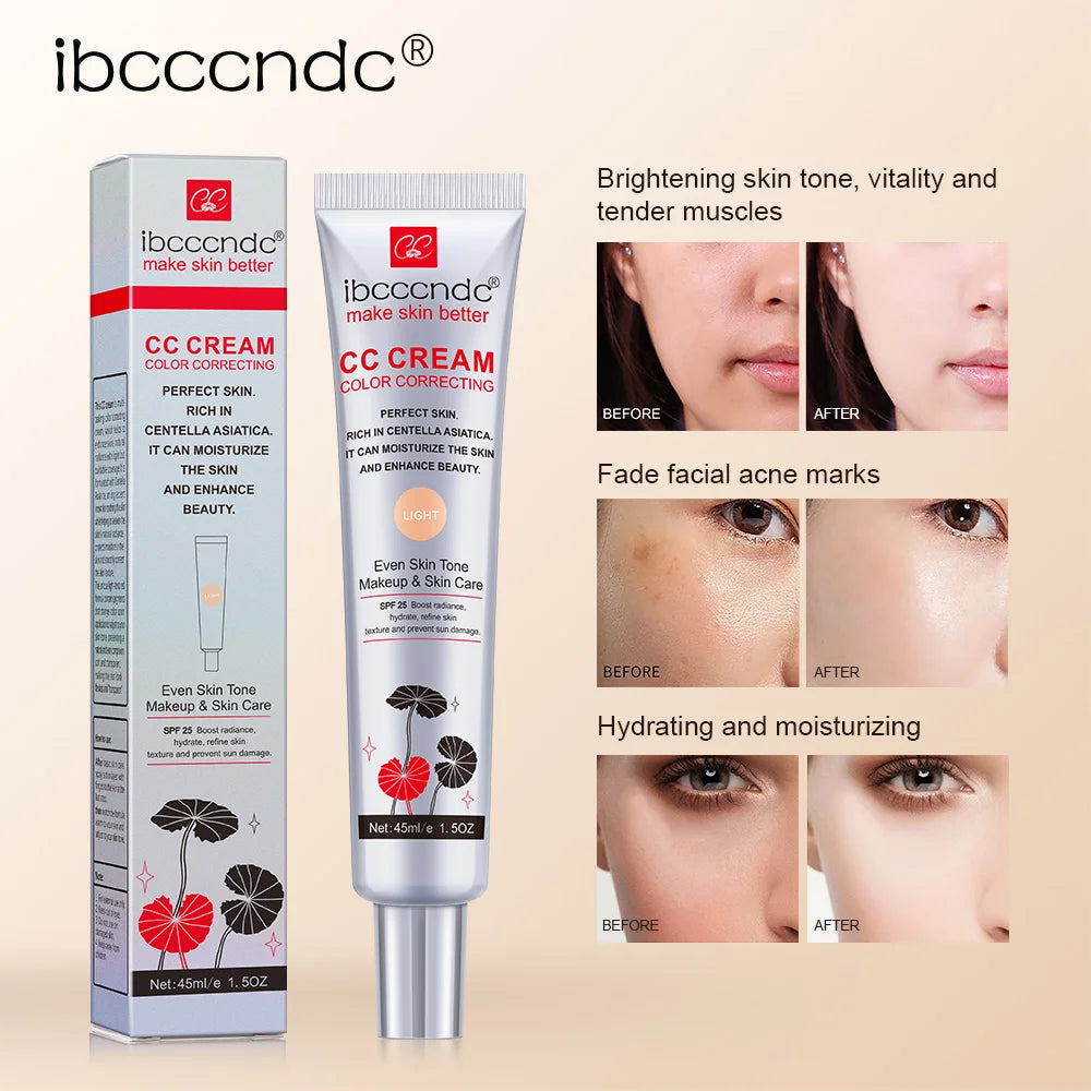 45ml Correcteur de couleur CC Crème Visage Centella Asiatica Réparation BB Cream Correcteur naturel Blanchissant Fond de teint liquide Cosmétiques