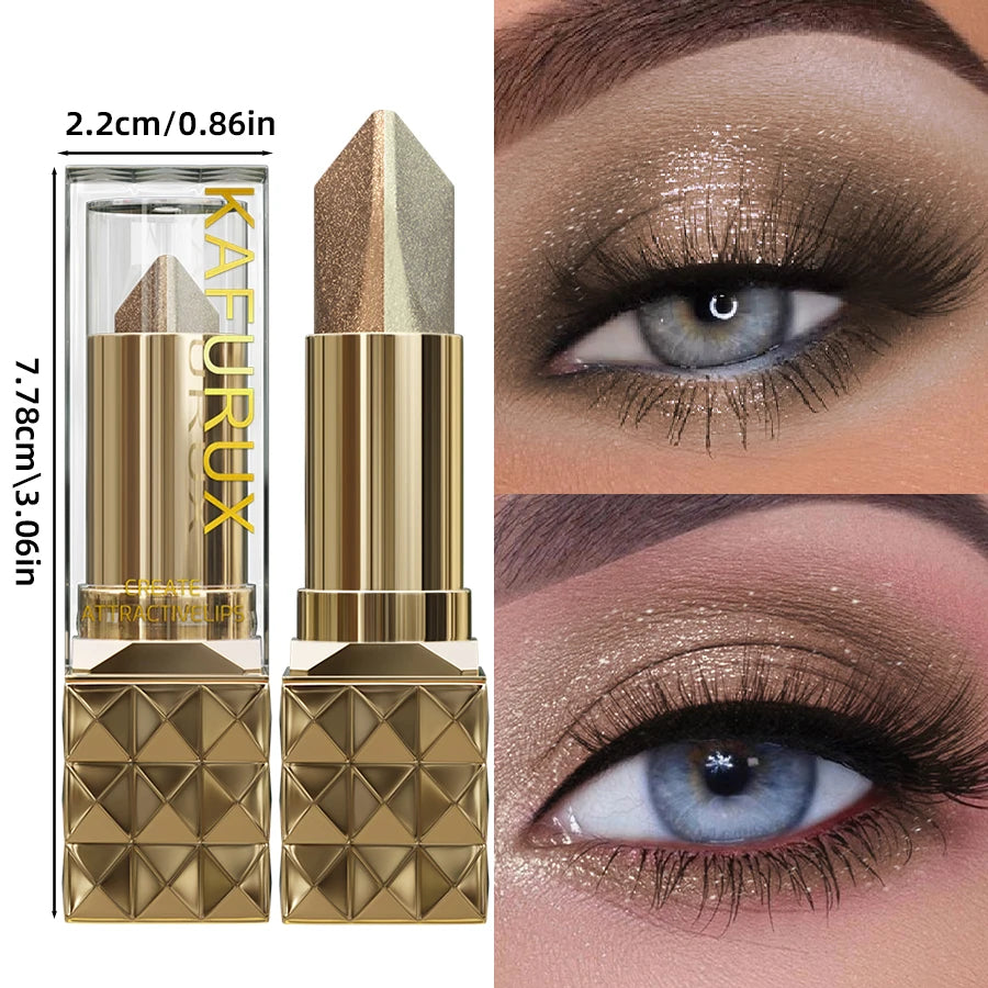 Bâton d’ombre à paupières deux couleurs, scintillant, pailleté, couleur marron, naturel, sans démaquiller, cosmétique pour les yeux pour femmes, cadeau