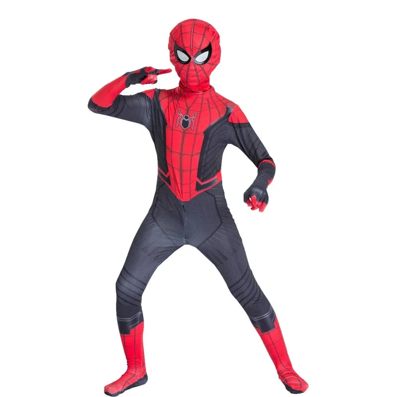 Super-héros pour enfants Grenouillère Personnage de film Jeu de rôle Masque Costume d’Halloween Araignée Motif Costume Enfants Cadeau de vacances
