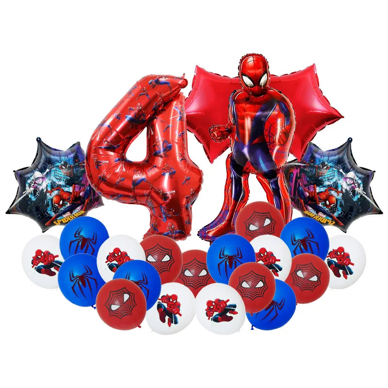 Décoration de fête d’anniversaire SpiderMan, ballons en latex et aluminium, vaisselle jetable pour enfant, fournitures d’événement, bannière en arrière-plan