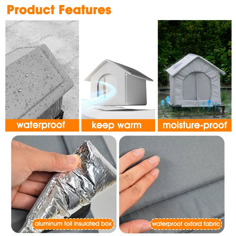 Maison extérieure imperméable pour animaux de compagnie, nid de chat épaissi, quatre saisons, maison universelle pour animaux de compagnie, pliable, lavable, pour petits animaux de compagnie