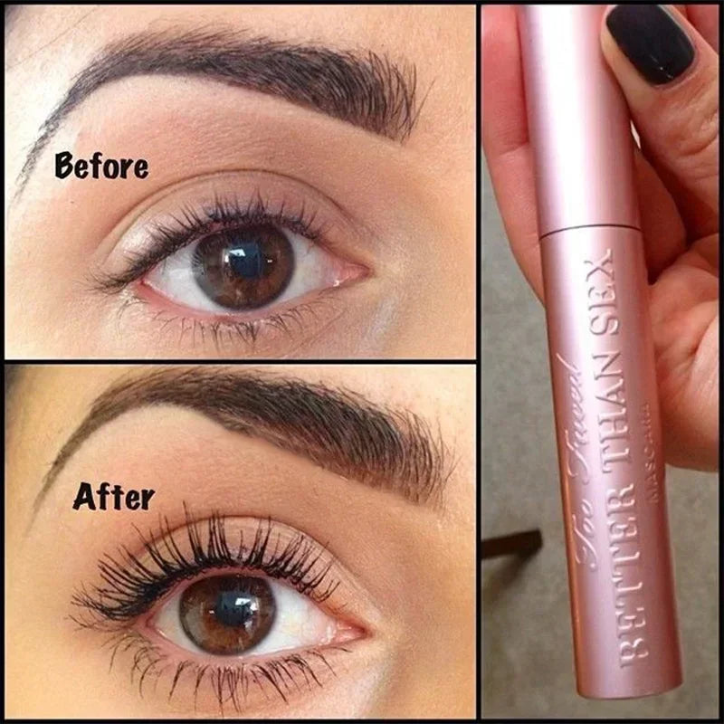 Mascara Long Cil Longue tenue - Oeil de chat Sex make up Big Eyes Nourish Waterproof Sweatproof Bushy Long Volume Maquillage lisse en aluminium rose 8ml