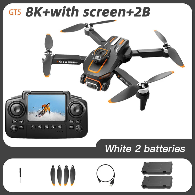 Lenovo GT5 Mini Drone 4K Professionnel 8K HD Caméra RC avec écran Brushless flux optique Quadcopter Obstacle Avoidance