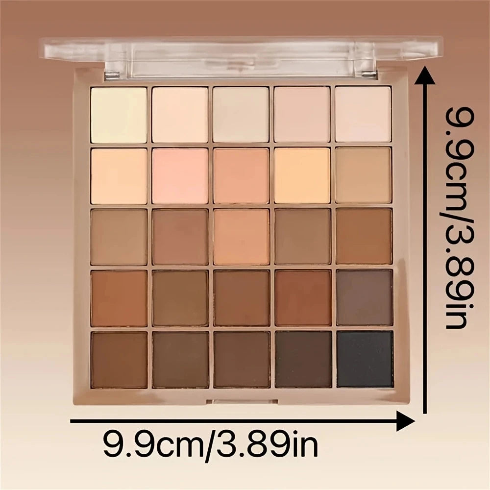 Color Eyeshadow Palette - Tons neutres gris et brun, nuances de café et chocolat, créant un look maquillage polyvalent, naturel à dramatique