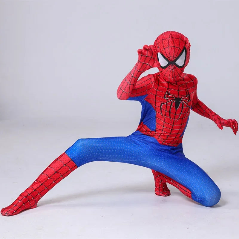 Super-héros pour enfants Grenouillère Personnage de film Jeu de rôle Masque Costume d’Halloween Araignée Motif Costume Enfants Cadeau de vacances