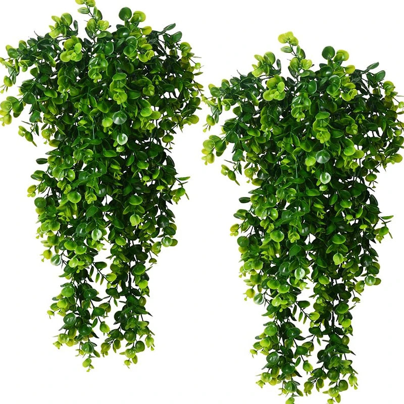 Plantes artificielles suspendues, faux feuillage d’eucalyptus, feuilles de vigne, plantes en plastique extérieures résistantes aux UV pour la décoration de mariage à la maison