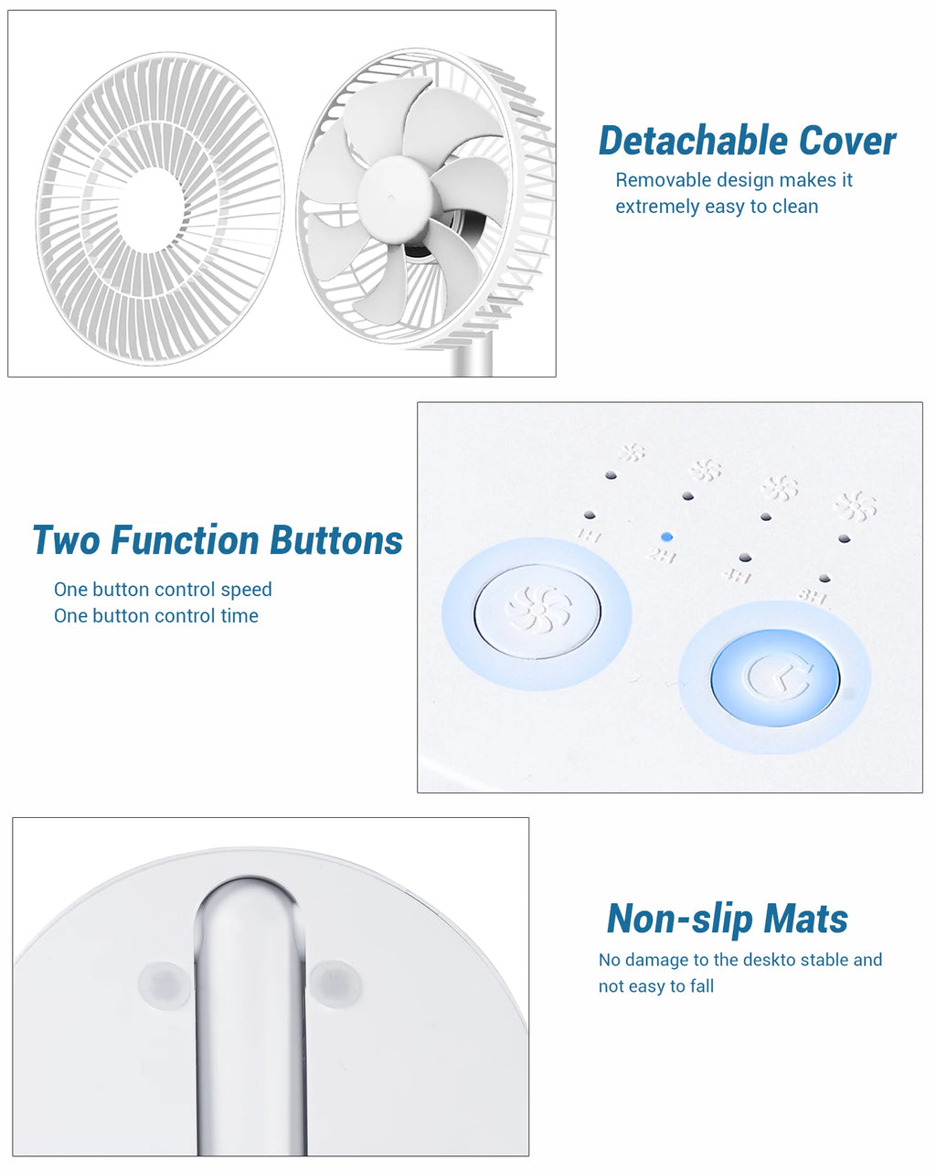 Ventilateur pliable USB avec 4 vitesses et synchronisation, mini-ventilateur à piles pour chambre à coucher, intérieur ou extérieur, ventilateur de table