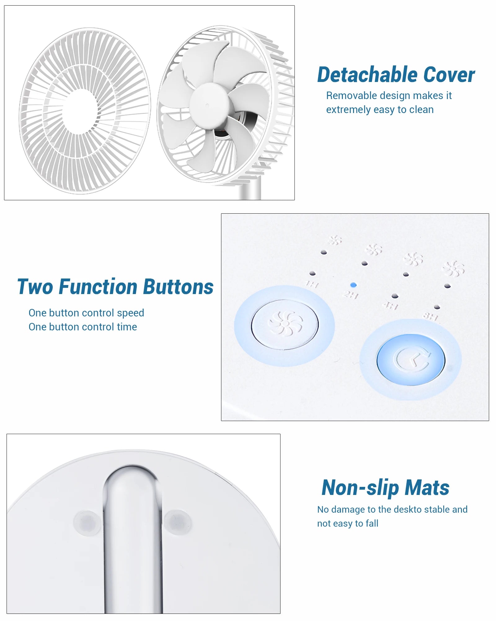 Ventilateur pliable USB avec 4 vitesses et synchronisation, mini-ventilateur à piles pour chambre à coucher, intérieur ou extérieur, ventilateur de table