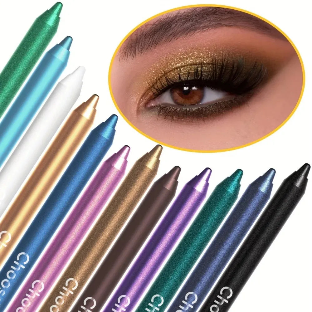 12 pcs Ensemble de stylos eyeliner imperméables avec effets chatoyants - Comprend fard à paupières durable et facile à colorer