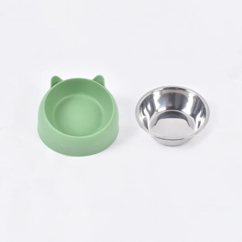 Bol pour chat et chien à 15 degrés surélevé, base antidérapante pour chiot, nourriture pour chat, mangeoire en acier inoxydable, dispositif de sécurité pour le cou incliné, animal de compagnie