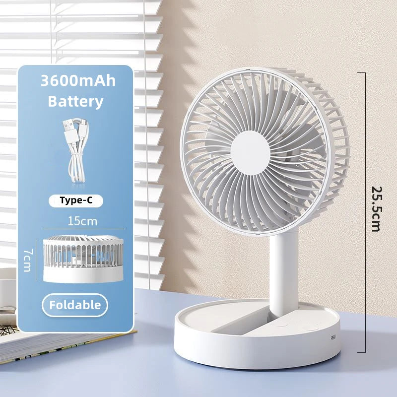 Ventilateur pliable USB avec 4 vitesses et synchronisation, mini-ventilateur à piles pour chambre à coucher, intérieur ou extérieur, ventilateur de table