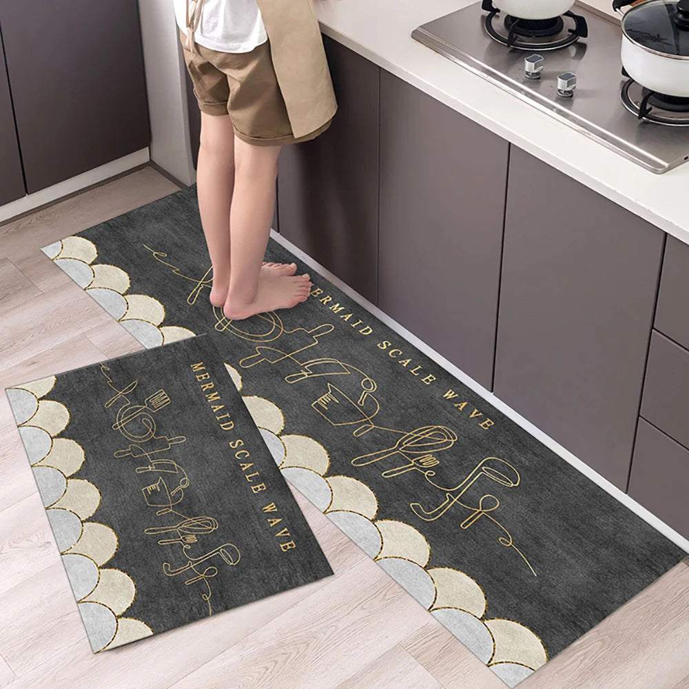 Tapis de cuisine antidérapant, longs tapis en velours de cristal pour le salon, tapis de pied absorbants, paillasson de chambre, paillasson transparent, petits tapis