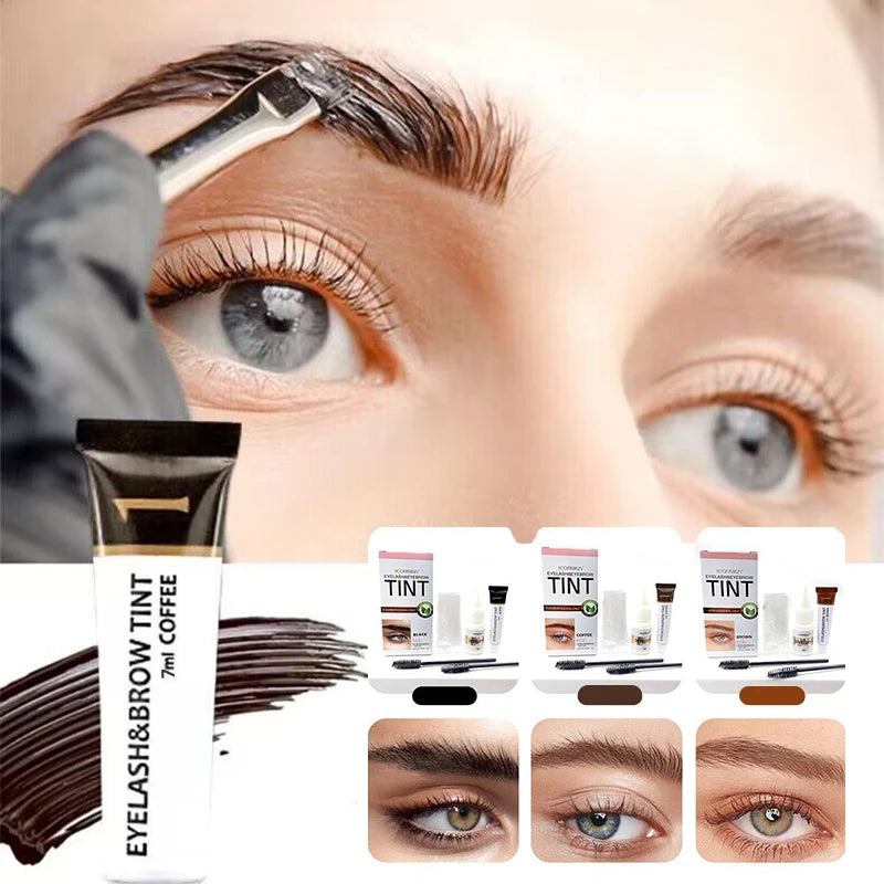 2 en 1 kit de teinture des cils et des sourcils, outil de maquillage de beauté professionnel pour la coloration des sourcils et des cils, adapté au quotidien