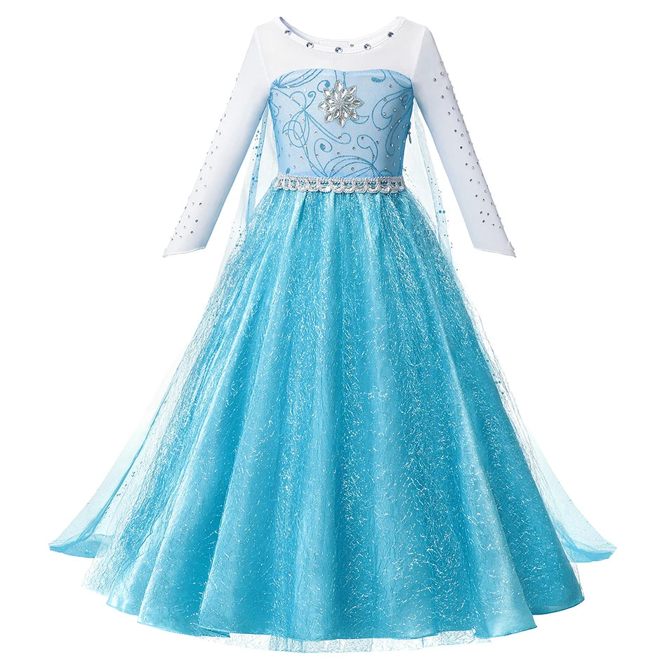 2026 Enfants Princesse Costume Filles Elsa Anna Robe Carnaval Cosplay Blanche Neige Aurora Moana Raiponce Sirène Belle Fête Tenues