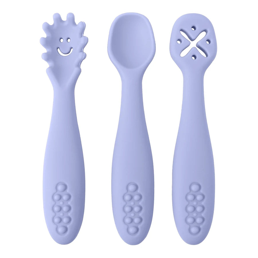 3PCS Mignon Bébé Apprentissage Cuillères Ustensiles Ensemble Nouveau-né Alimentation Cuillère Ensemble Tout-petit Cuillère Sevrage Couverts Enfants Tablewar