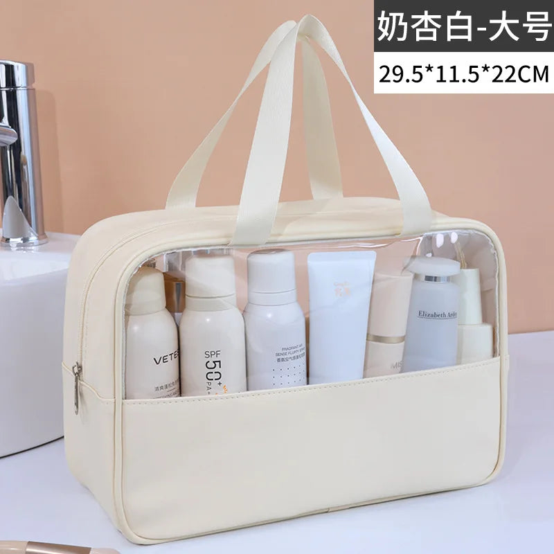 Sac cosmétique de voyage portable Sac de maquillage transparent pour femmes Sacs de bain grande capacité Étui de rangement multifonction imperméable