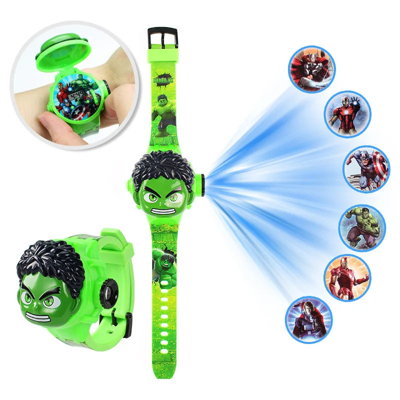 Projection de mode Spider-Man Montres pour enfants pour garçons Captain America Iron Man Montre pour enfants Horloge numérique Jouets d’étudiants Cadeaux
