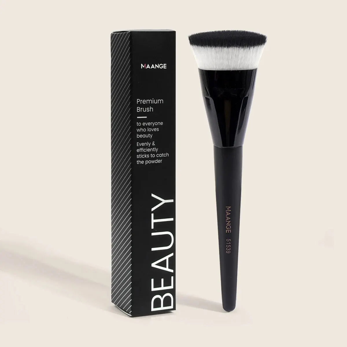 MAANGE Pinceau à fond de teint simple, tube rond et plat avec boîte de poudre, blush, anti-cernes, pinceau à maquillage, outil de maquillage doux pour la peau
