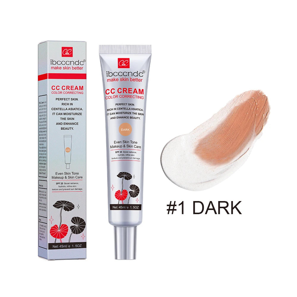 45ml Correcteur de couleur CC Crème Visage Centella Asiatica Réparation BB Cream Correcteur naturel Blanchissant Fond de teint liquide Cosmétiques