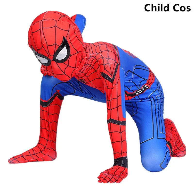Super-héros pour enfants Grenouillère Personnage de film Jeu de rôle Masque Costume d’Halloween Araignée Motif Costume Enfants Cadeau de vacances