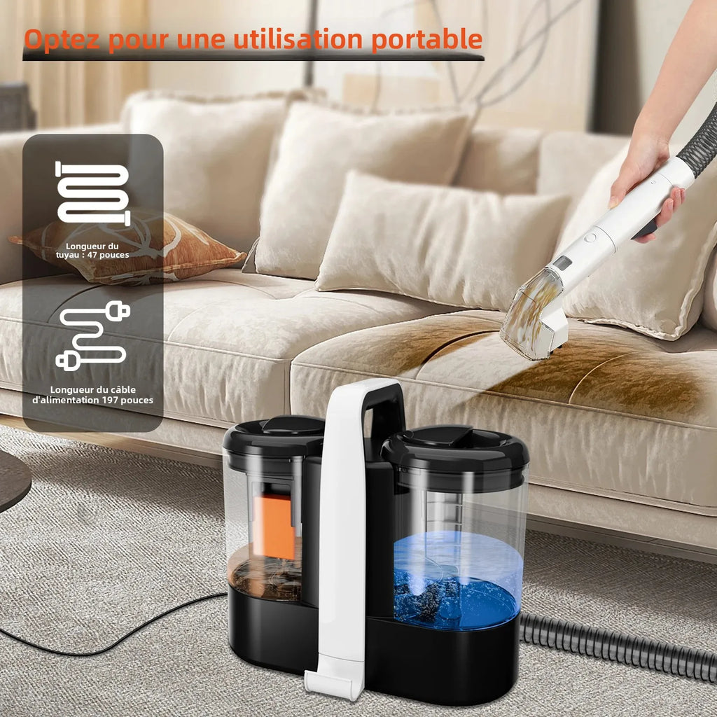 OMESER aspirateur Cleaner 600W 15KPa Nettoyant à moquette portable pour machine de nettoyage intégrée du rembourrage par aspiration et pulvérisation de rideaux sur canapé