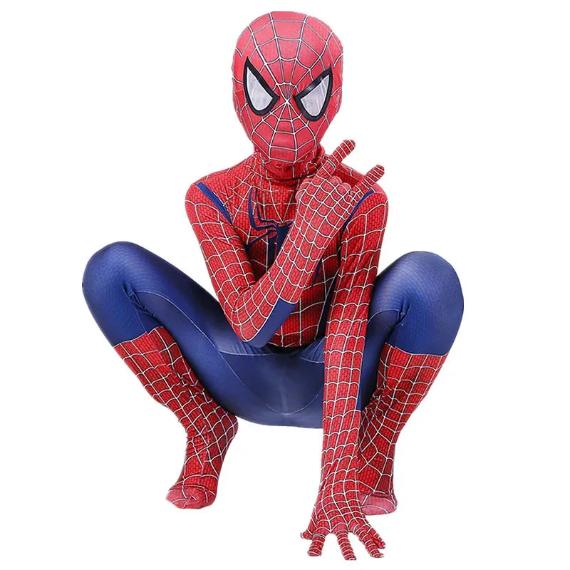 Super-héros pour enfants Grenouillère Personnage de film Jeu de rôle Masque Costume d’Halloween Araignée Motif Costume Enfants Cadeau de vacances