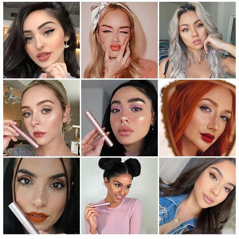 Mascara Long Cil Longue tenue - Oeil de chat Sex make up Big Eyes Nourish Waterproof Sweatproof Bushy Long Volume Maquillage lisse en aluminium rose 8ml
