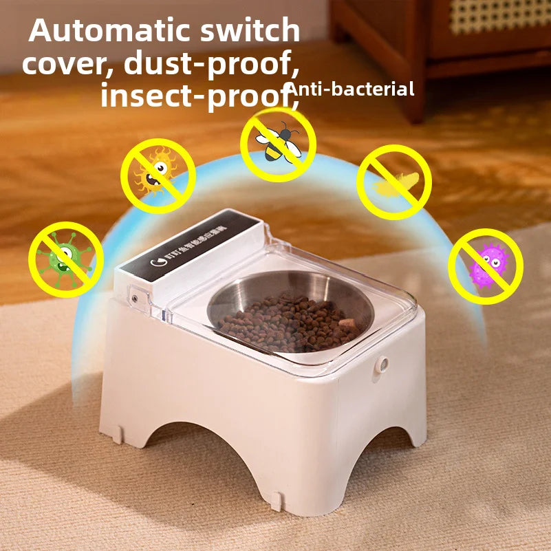 Bol intelligent pour chat, bol pour animaux de compagnie, distributeur de nourriture pour chat et chien, capteur infrarouge, couvercle à ouverture automatique, distributeur de nourriture pour chat anti-souris