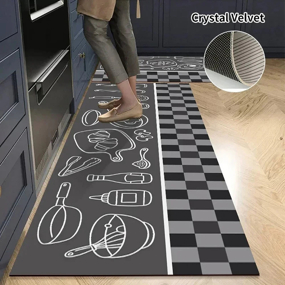 Tapis de cuisine antidérapant, longs tapis en velours de cristal pour le salon, tapis de pied absorbants, paillasson de chambre, paillasson transparent, petits tapis