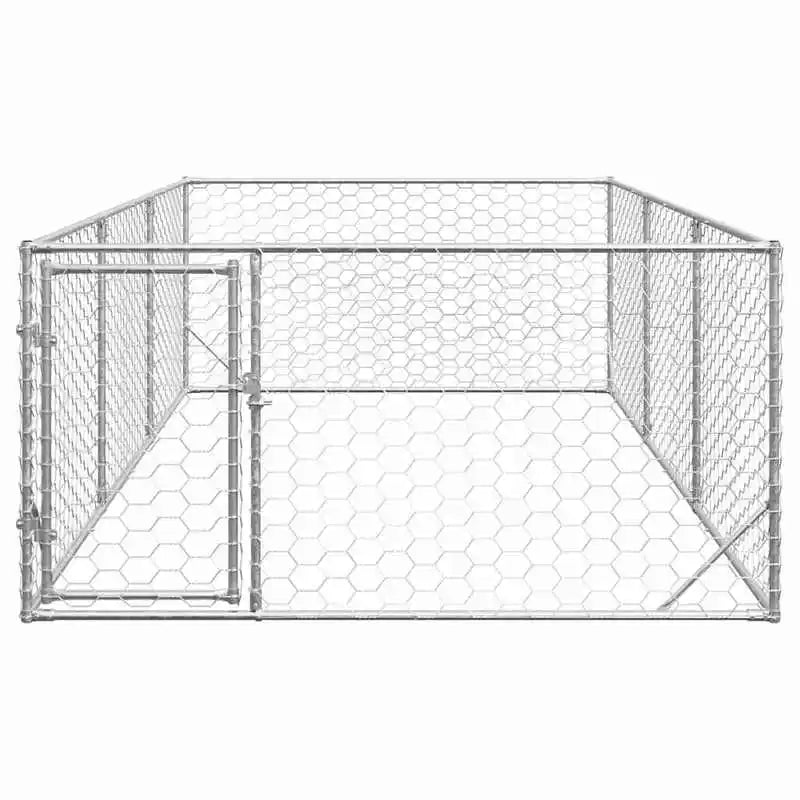 Chenil extérieur pour chien avec porte, 2 X 4 X 1 M, acier galvanisé, niche extérieure pour chien avec porte, acier galvanisé, grand chenil 2X4X1M