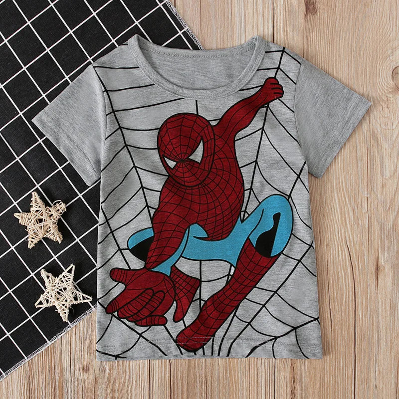 Tshirt enfant dessin animé Anniversaire des garçons Marvel Spiderman Chemises Manches courtes Sport décontracté Tops pour enfants Baby Print Super Hero Anniversaire Party Wear