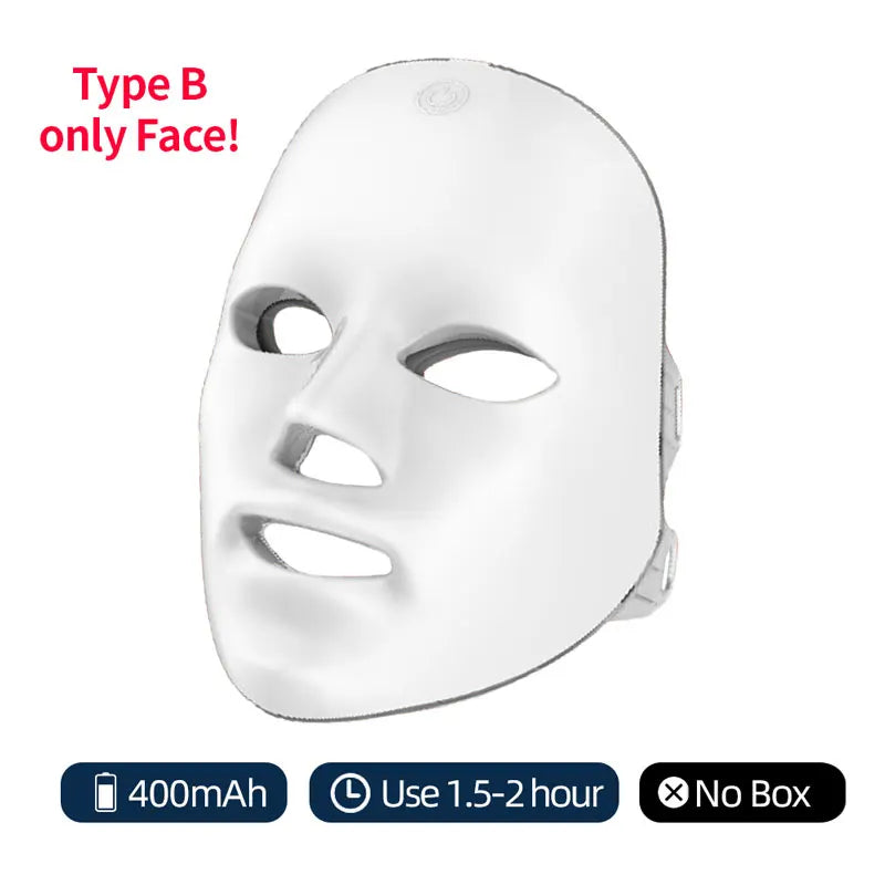 Machine de beauté visage sans fil à LED en 7 couleurs, masque facial photonique pour le cou, la peau du cou, le rajeunissement et le raffermissement
