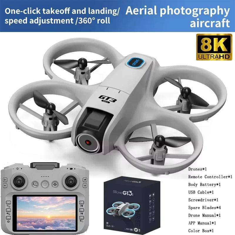 GT3 MAX Drone 8K HD 4.3" Télécommande Mode sans tête Hélicoptère 360° Flip Quadcopter Jouets Mini Drone Fors Jouet pour enfant Cadeaux