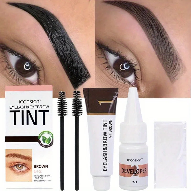 2 en 1 kit de teinture des cils et des sourcils, outil de maquillage de beauté professionnel pour la coloration des sourcils et des cils, adapté au quotidien