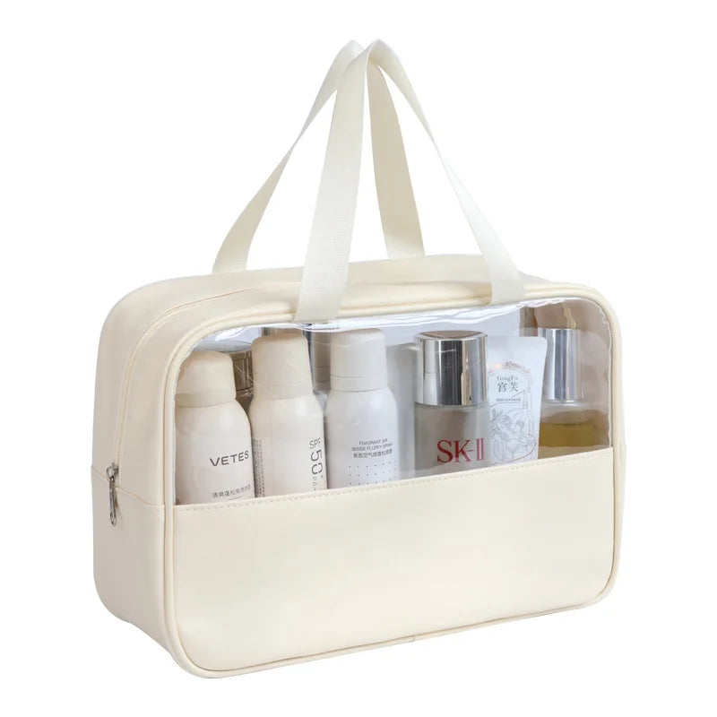 Sac cosmétique de voyage portable Sac de maquillage transparent pour femmes Sacs de bain grande capacité Étui de rangement multifonction imperméable