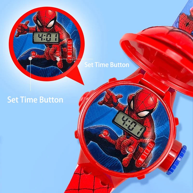 Projection de mode Spider-Man Montres pour enfants pour garçons Captain America Iron Man Montre pour enfants Horloge numérique Jouets d’étudiants Cadeaux