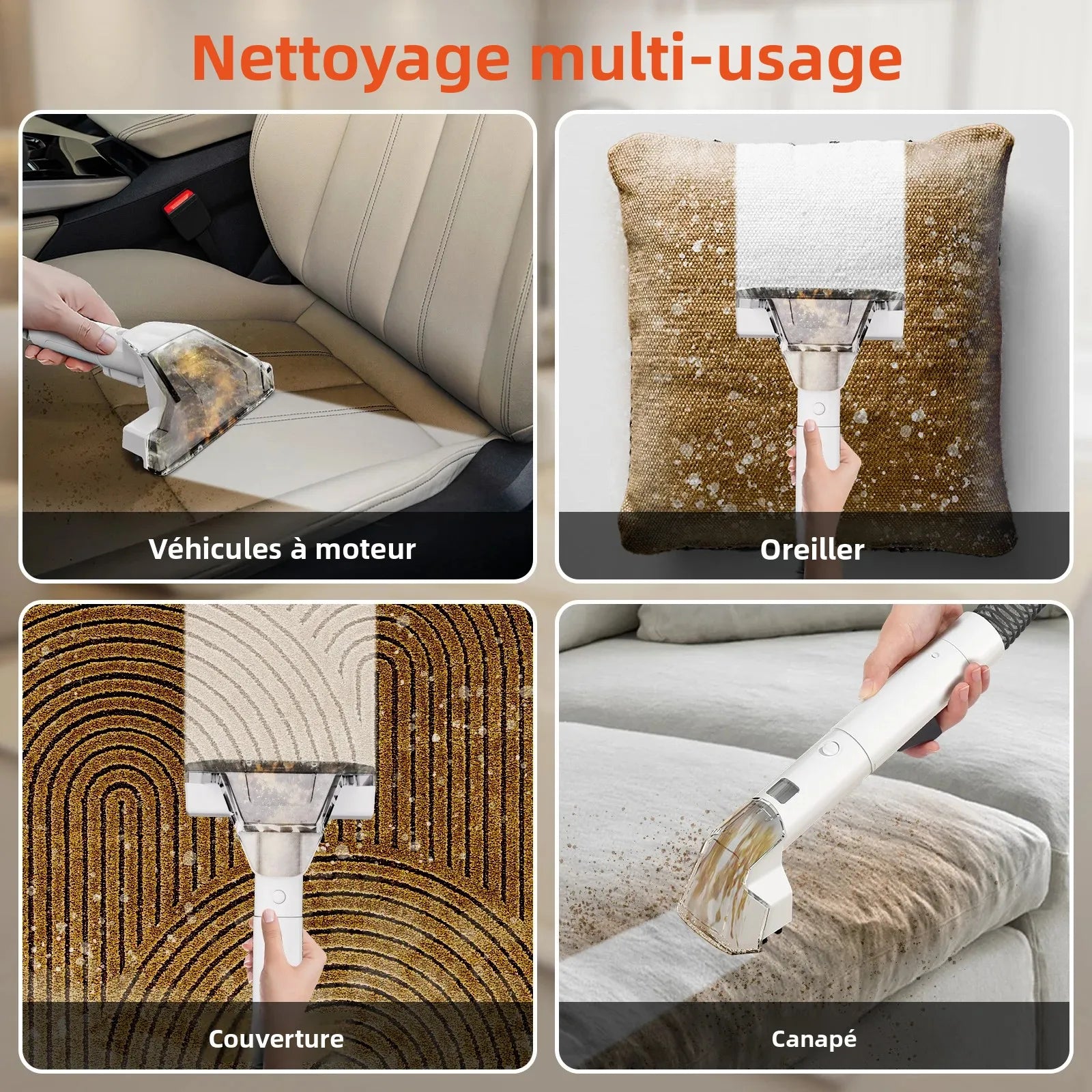 OMESER aspirateur Cleaner 600W 15KPa Nettoyant à moquette portable pour machine de nettoyage intégrée du rembourrage par aspiration et pulvérisation de rideaux sur canapé