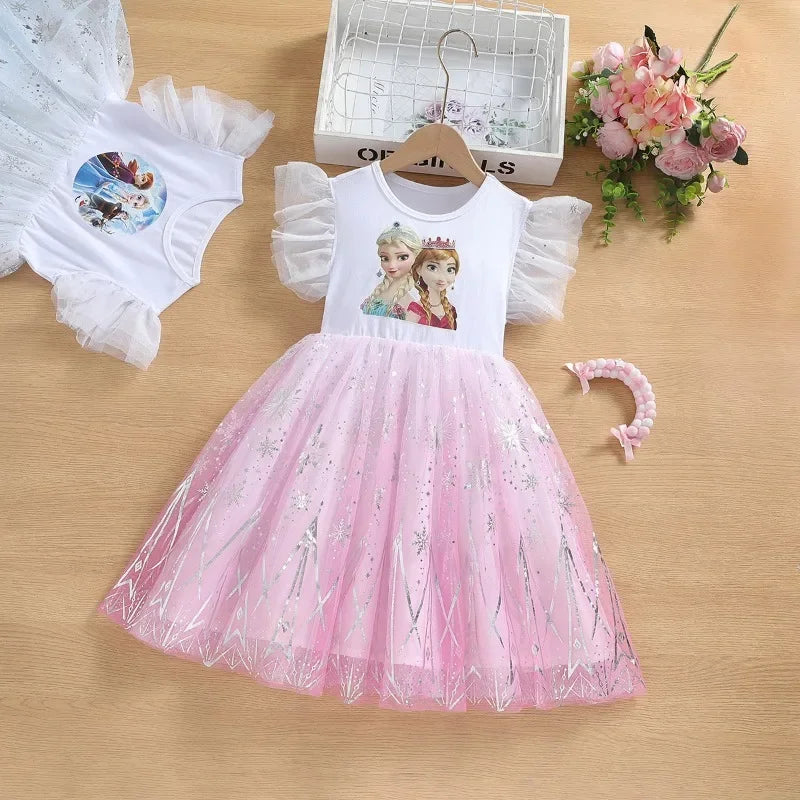 Robe de dessin animé, Elsa Frozen, imprimé, robe de soirée princesse