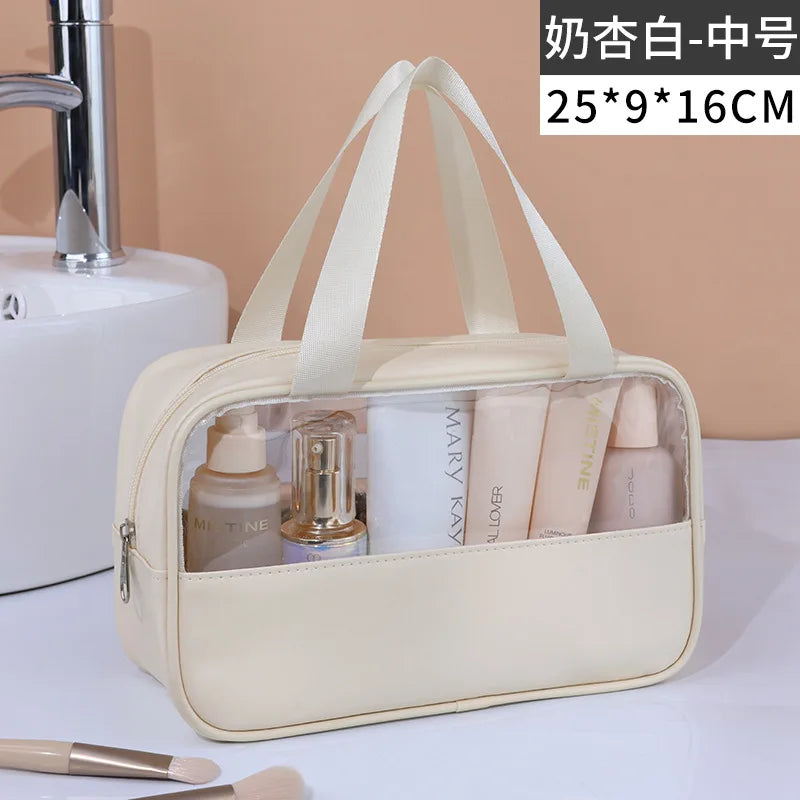 Sac cosmétique de voyage portable Sac de maquillage transparent pour femmes Sacs de bain grande capacité Étui de rangement multifonction imperméable