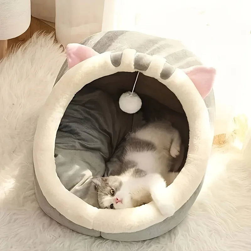 Maison de chat mignonne et douce, lit super pour chat, sommeil chaud et profond, confort, lit pour chat, animaux de compagnie, tente, nid confortable dans la grotte, petit tapis pour chien, sac