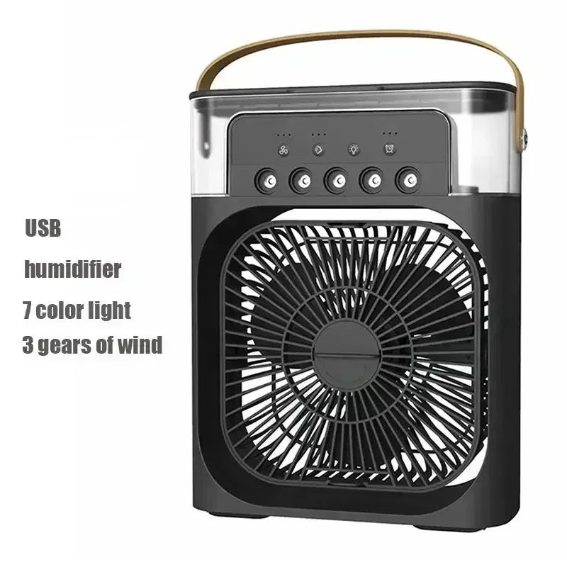 Nouveau 3 en 1 Ventilateur AIr Climatiseur Domestique Mini Refroidisseur d’air LED Veilleuse Humidificateur portable Réglage de l’air Ventilateur Bureau Home Fan