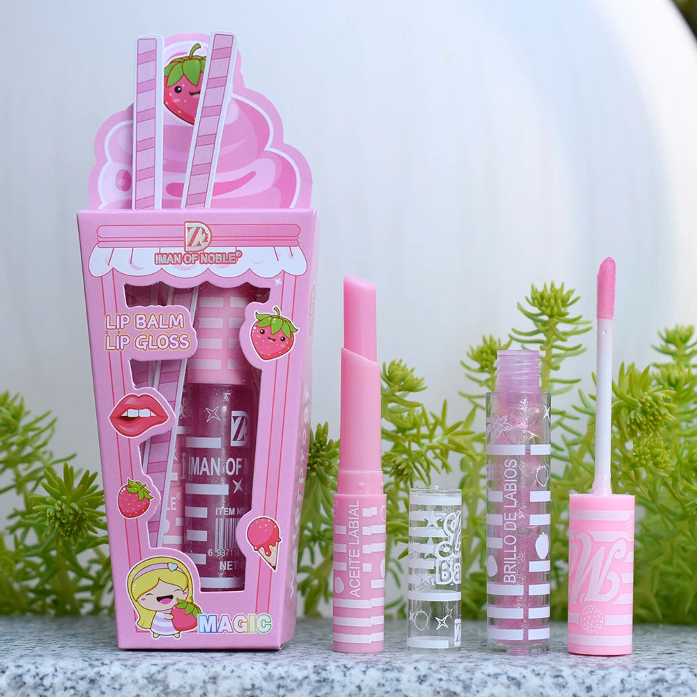 Brillant à lèvres gloss baume à lèvres ensemble fille femme imperméable longue tenue hydratant naturel maquillage des lèvres