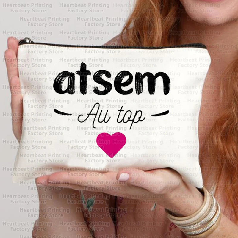 Merci Maîtresse Imprimer Sac de cosmétiques de voyage Sac de rouges à lèvres Trousse Pochette Sacs pour femmes Cadeau de retour à l’école