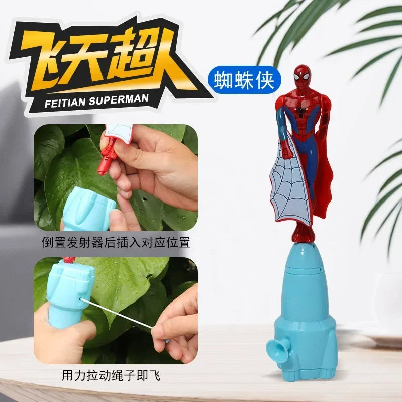 jouet / Jeux Figurine volante Spiderman Bamboo Dragonfly Jouet volant Iron Man Capitaine Ficelle Rotative Jouets volants Jouet d’extérieur pour garçons Enfants Cadeau