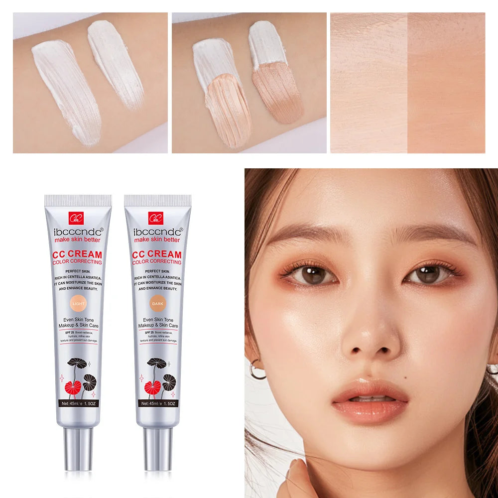 45ml Correcteur de couleur CC Crème Visage Centella Asiatica Réparation BB Cream Correcteur naturel Blanchissant Fond de teint liquide Cosmétiques