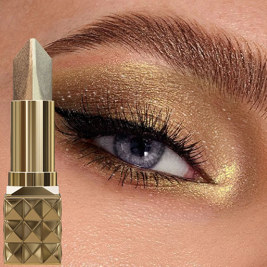 Bâton d’ombre à paupières deux couleurs, scintillant, pailleté, couleur marron, naturel, sans démaquiller, cosmétique pour les yeux pour femmes, cadeau