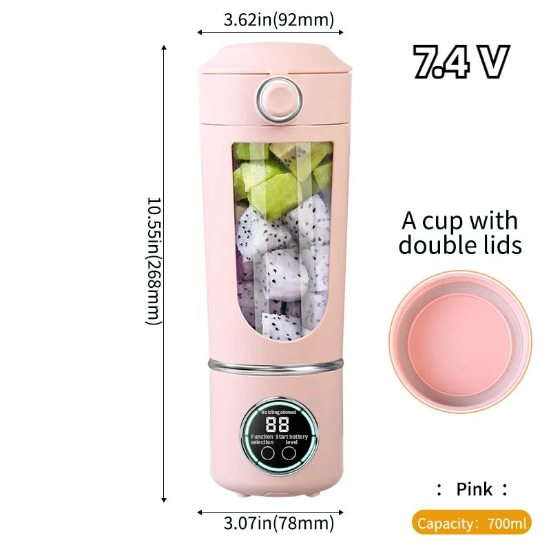 Nouveau mélangeur portable de fabricant de jus pour les milkshakes, smoothies 700ML, couleurs multiples, 12 lames, mélange rapide 2 en 1 blender, centrifugeuse à bouteille
