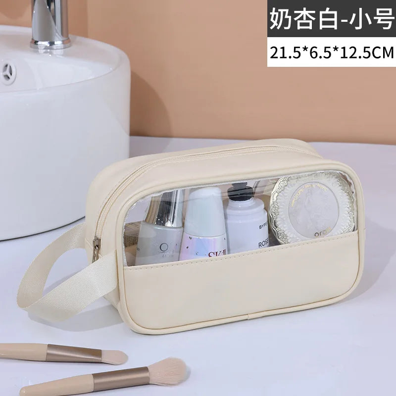 Sac cosmétique de voyage portable Sac de maquillage transparent pour femmes Sacs de bain grande capacité Étui de rangement multifonction imperméable